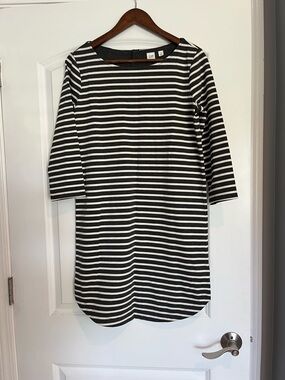GAP Heather Grey & White Striped Boatneck Dress